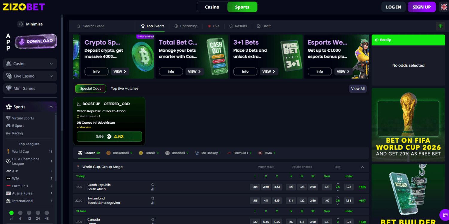 ZizoBet Bookmaker Not on Gamstop